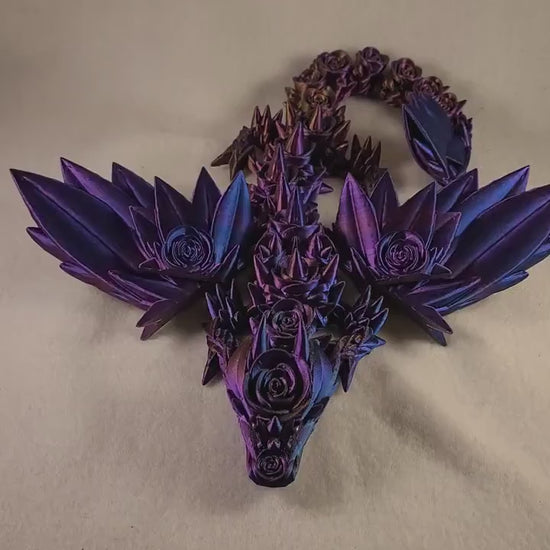 Winged Rose Dragon Articulated and 3d printed - Multicolor and free US shipping!
