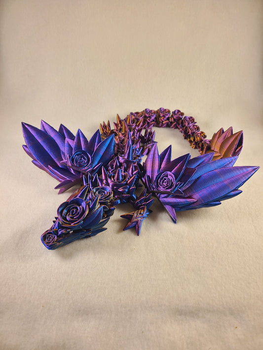 Winged Rose Dragon Articulated and 3d printed - Multicolor and free US shipping!